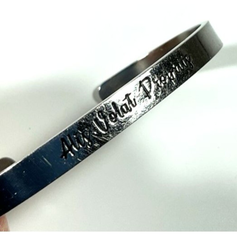 Vintage Cuff Bracelet Stainless Steel "Alis Volat Propriis" Latin Saying  7"